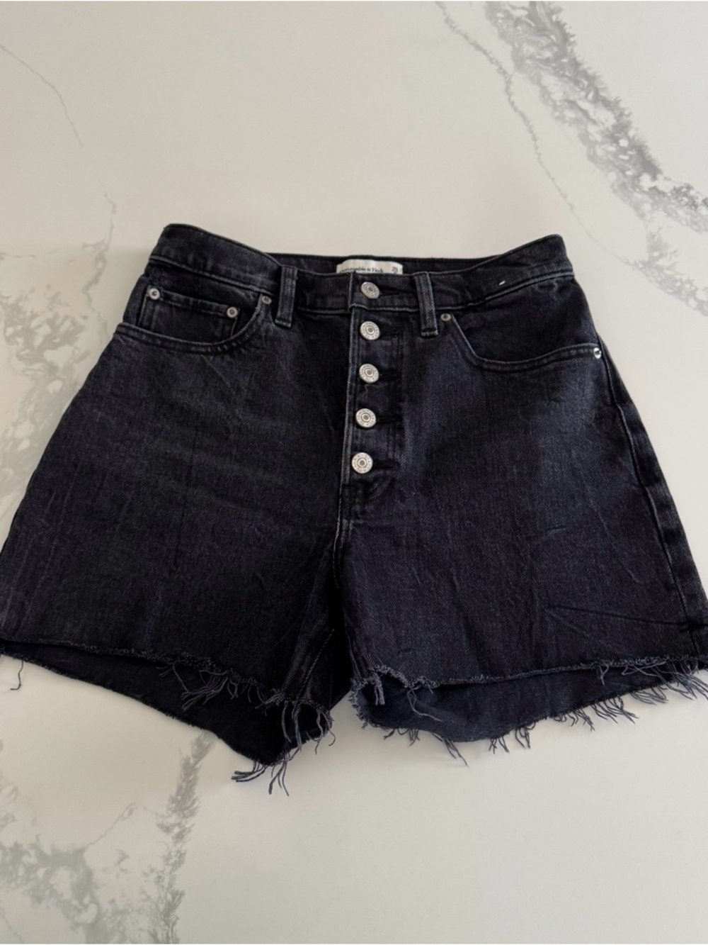 Abercrombie & Fitch High-Rise Curve Love Black Cutoff Shorts